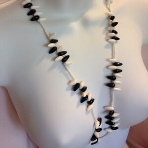 Black & White Vintage Lucite Beads Necklace